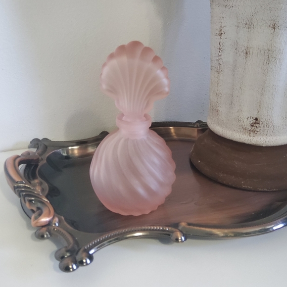 Vintage Pink Frosted Satin Glass Perfume Bottle - Picture 5 of 5
